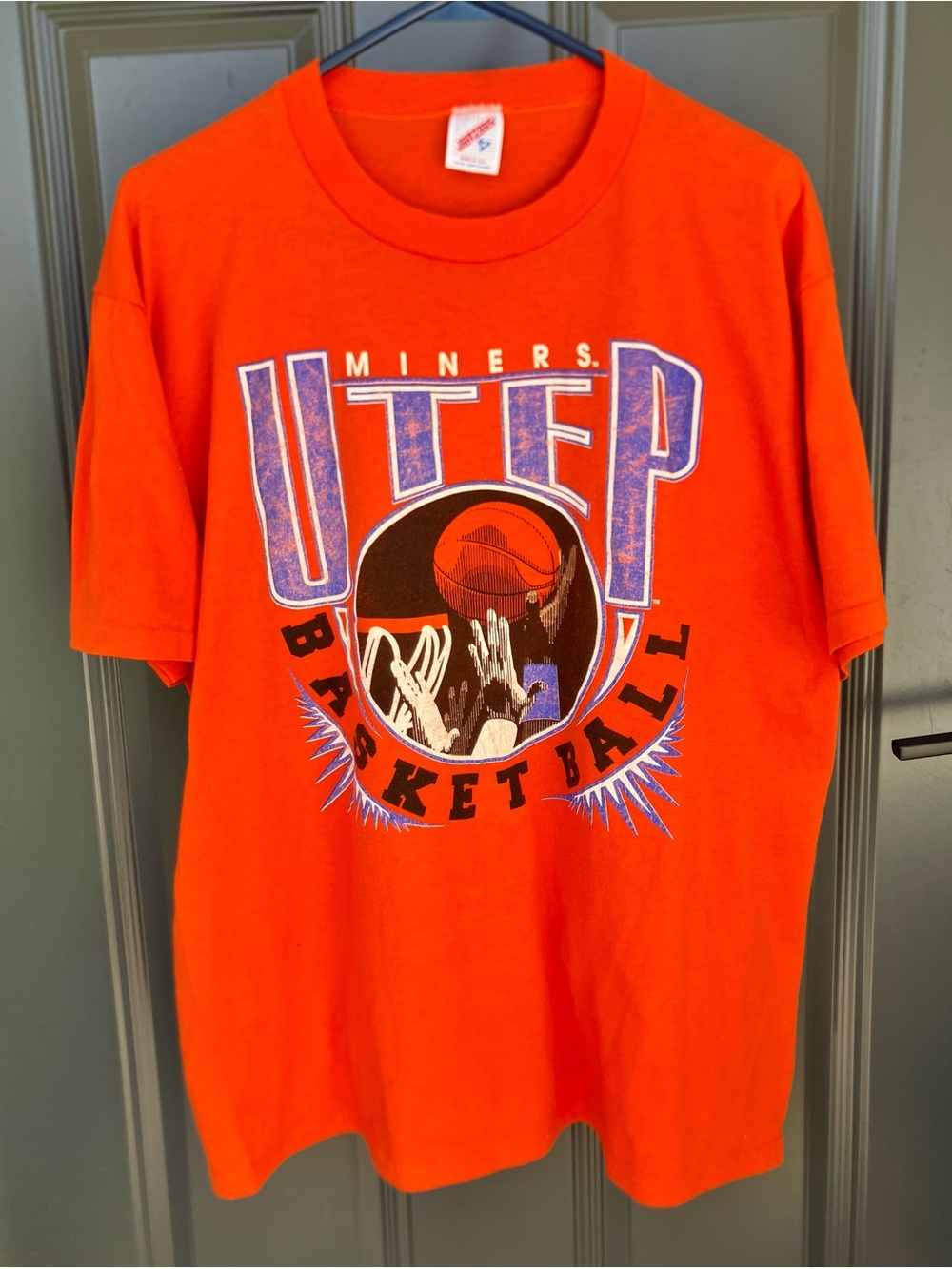 Vintage 1980s NCAA Basketball Utep Miners Tim Hardaway Era Shirt Jerzees XL USA